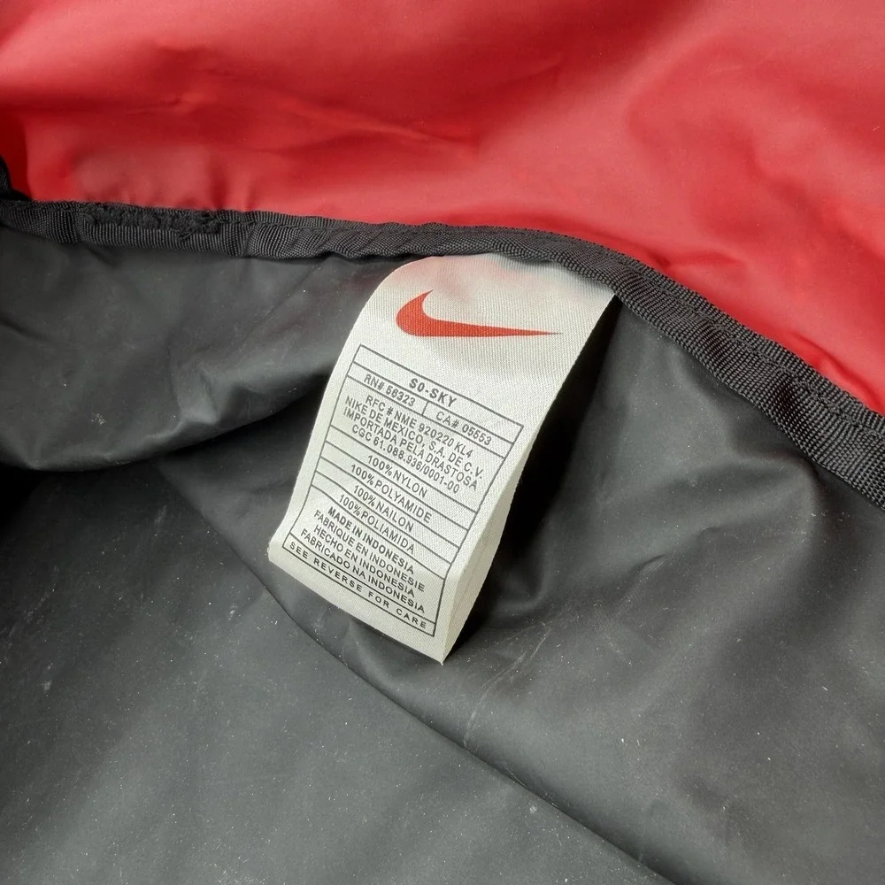 Rare Vintage 90s NIKE Duffle Bag Red Black Spellout Swoosh Retro Gym Travel